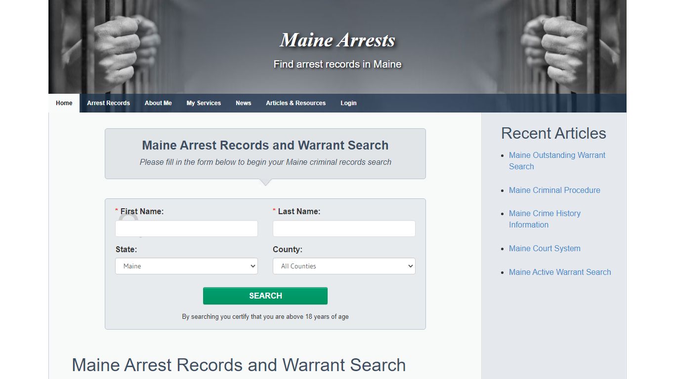 Maine Arrest Records and Warrant Search