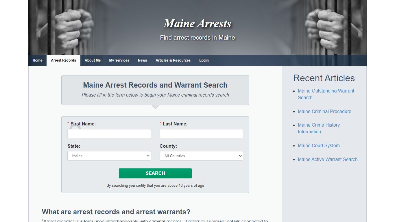 Maine Arrest Records and Warrants Search - Maine Arrests